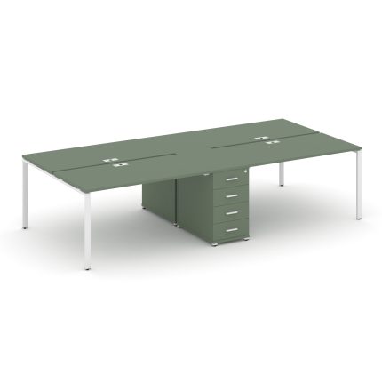 Concept Рабочая станция 4 места с 1 опорной тумбой CN.DRS-419 W Кобо/Металл Белый 3180*1480*750