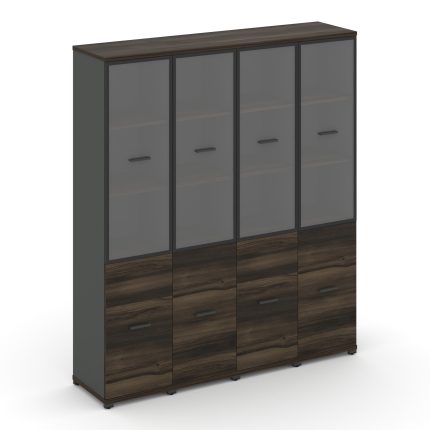 Concept Шкаф 4 узкие секции, 5 ниш CN.STU-542 RPB A Дуб Мали/Антрацит/Металл Антрацит/Прозрачный 166