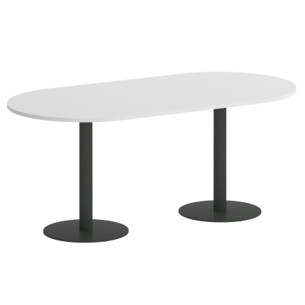 Home Office Стол овальный VR.SP-5-180.1 Белый Бриллиант/Металл Антрацит 1800*900*753