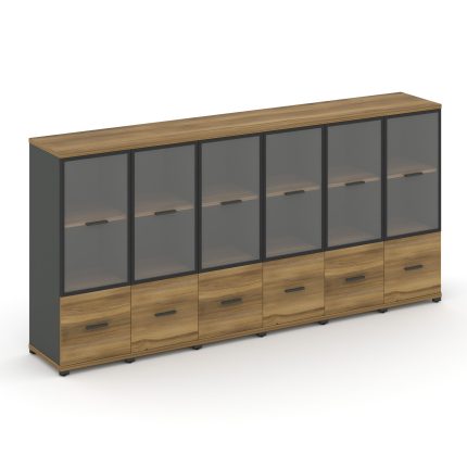 Concept Шкаф 6 узких секций, 3 ниши CN.STU-362 RPB A Сандал Янтарный/Антрацит/Металл Антрацит/Прозра