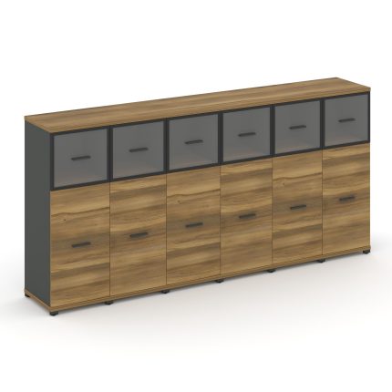 Concept Шкаф 6 узких секций, 3 ниши CN.STU-364 RPB A Сандал Янтарный/Антрацит/Металл Антрацит/Прозра