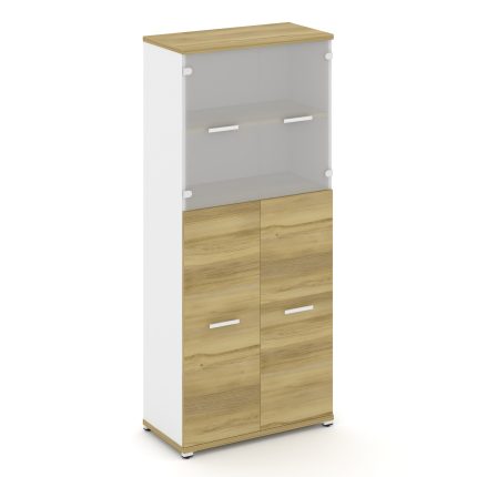 Concept Шкаф 1 широкая секция, 5 ниш CN.STS.E-515 SM W Дуб Винченцо/Белый Бриллиант/Металл Белый/Сат