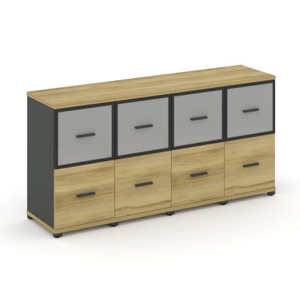 Concept Шкаф 4 узкие секции, 2 ниши CN.STU-242 RMB A Дуб Винченцо/Антрацит/Металл Антрацит/Сатин 166