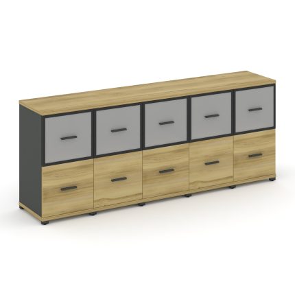 Concept Шкаф 5 узких секций, 2 ниши CN.STU-252 RMB A Дуб Винченцо/Антрацит/Металл Антрацит/Сатин 208