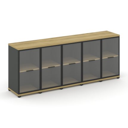 Concept Шкаф 5 узких секций, 2 ниши CN.STU-253 RPB A Дуб Винченцо/Антрацит/Металл Антрацит/Прозрачны