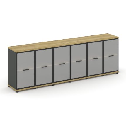 Concept Шкаф 6 узких секций, 2 ниши CN.STU-263 RMB A Дуб Винченцо/Антрацит/Металл Антрацит/Сатин 250