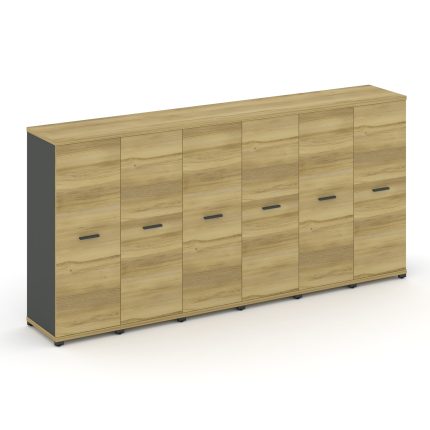 Concept Шкаф 6 узких секций, 3 ниши CN.STU-366 A Дуб Винченцо/Антрацит/Металл Антрацит 2500*420*1186