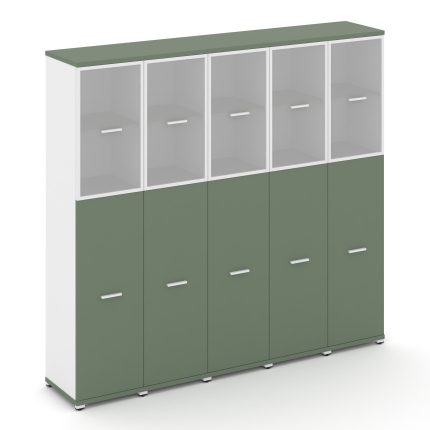 Concept Шкаф 5 узких секций, 5 ниш CN.STU-555 RMW W Кобо/Белый Бриллиант/Металл Белый/Сатин 2084*420