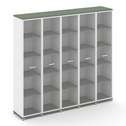 Concept Шкаф 5 узких секций, 5 ниш CN.STU-558 RPW W Кобо/Белый Бриллиант/Металл Белый/Прозрачный 208