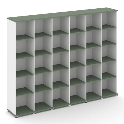 Concept Стеллаж 6 узких секций, 5 ниш CN.STU-560 Кобо/Белый Бриллиант/Металл Белый 2500*420*1922