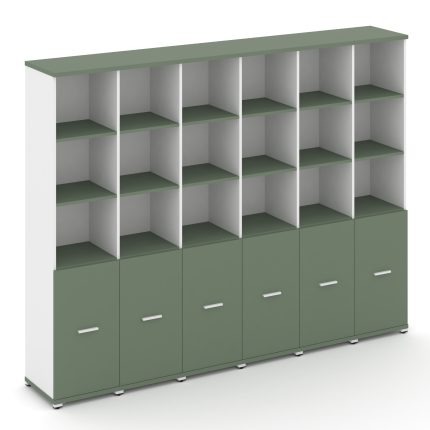 Concept Шкаф 6 узких секций, 5 ниш CN.STU-561 W Кобо/Белый Бриллиант/Металл Белый 2500*420*1922