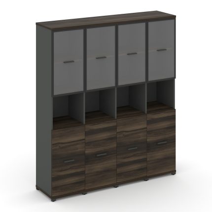Concept Шкаф 4 узкие секции, 5 ниш  CN.STU-543 RPB A Дуб Мали/Антрацит/Металл Антрацит/Прозрачный 16