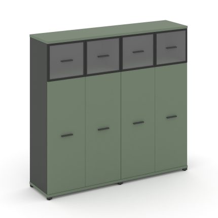 Concept Шкаф 2 широкие секции, 4 ниши CN.STS-424 RPB A Кобо/Антрацит/Металл Антрацит/Прозрачный 1668