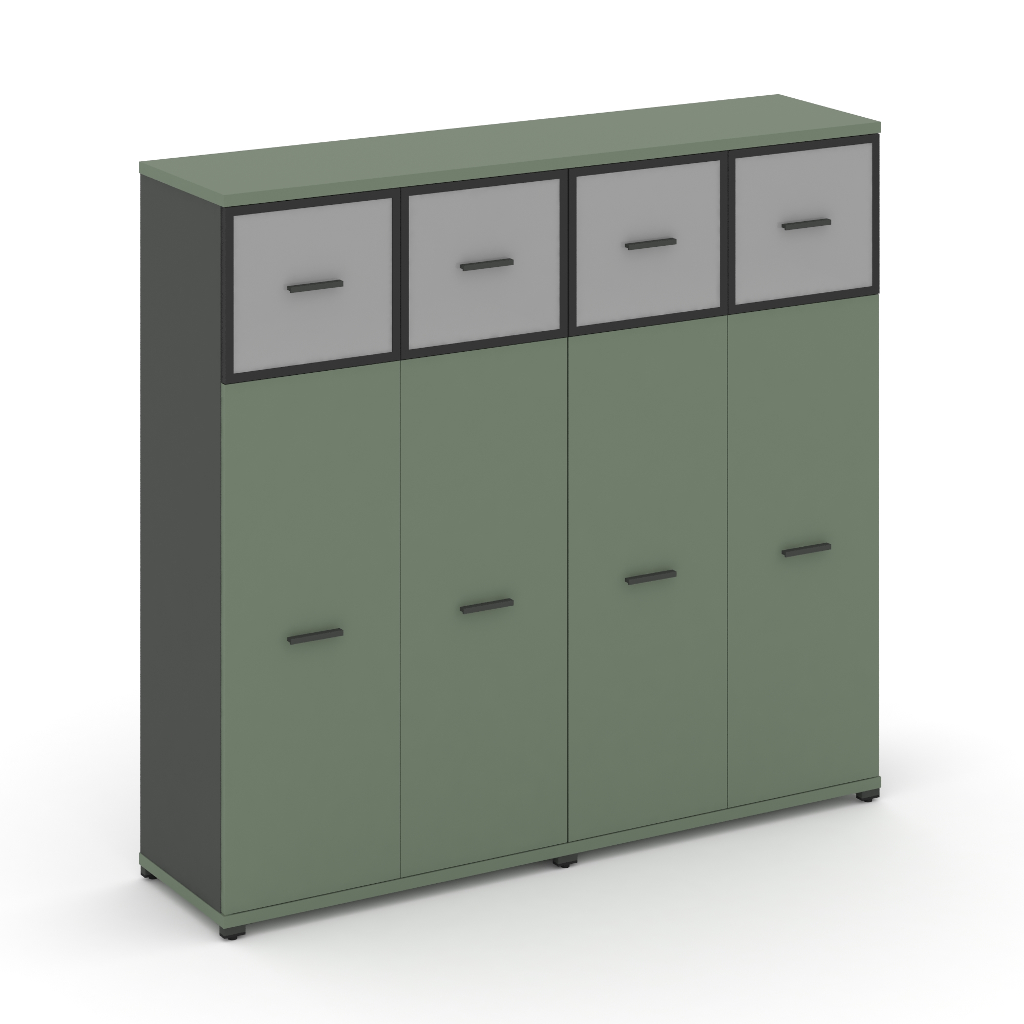 Concept Шкаф 2 широкие секции, 4 ниши CN.STS-424 RMB A Кобо/Антрацит/Металл Антрацит/Сатин 1668*420*