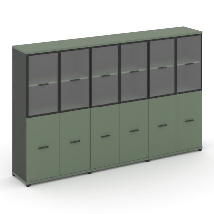 Concept Шкаф 3 широкие секции, 4 ниши CN.STS-432 RPB A Кобо/Антрацит/Металл Антрацит/Прозрачный 2500