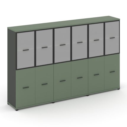 Concept Шкаф 3 широкие секции, 4 ниши CN.STS-432 RMB A Кобо/Антрацит/Металл Антрацит/Сатин 2500*420*