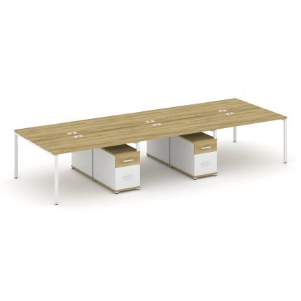Concept Рабочая станция 6 мест с 2 двухсторонними опорными тумбами CN.DRS-347 W Дуб Винченцо/Белый Б