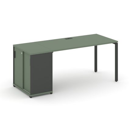 Concept Стол рабочий с опорным шкафом-купе CN.SP-235 A Кобо/Антрацит/Металл Антрацит 1800*720*750