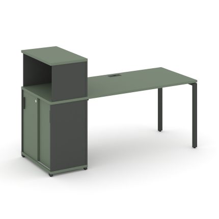 Concept Стол рабочий с опорным шкафом-купе с надставкой низ. CN.SP-240 A Кобо/Антрацит/Металл Антрац