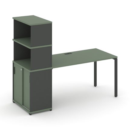Concept Стол рабочий с опорным шкафом-купе с надставкой выс. CN.SP-242 A Кобо/Антрацит/Металл Антрац