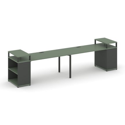 Concept Рабочая станция с опорными стеллажами с верх. горизонтами CN.ORS-205 Кобо/Антрацит/Металл Ан