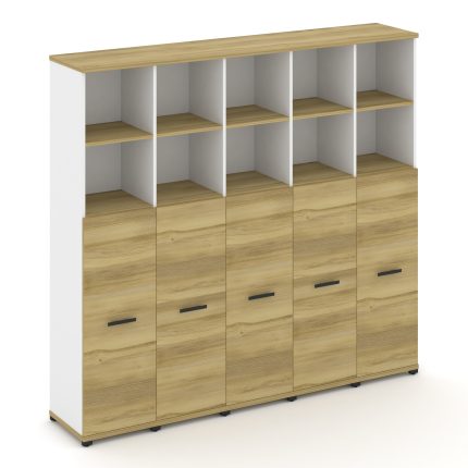 Concept Шкаф 5 узких секций, 5 ниш CN.STU-554 B Дуб Винченцо/Белый Бриллиант/Металл Черный 2084*420*