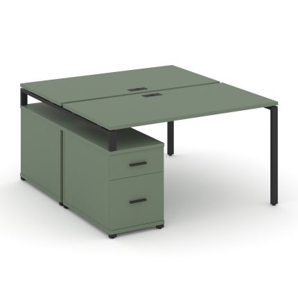 Concept Рабочая станция 2 места с двухсторонней опорной тумбой CN.DRS-305 B Кобо/Металл Черный 980/1