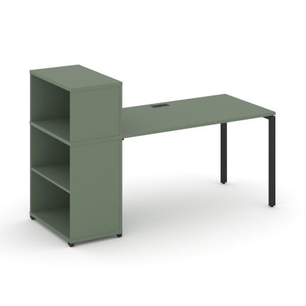 Concept Стол рабочий с опорным стеллажом с надставкой низ. CN.SP-210 Кобо/Металл Черный 1600*720*114