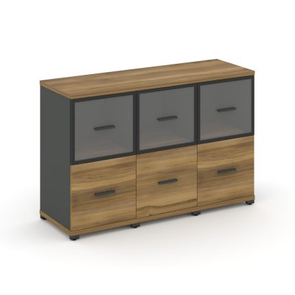 Concept Шкаф 3 узкие секции, 2 ниши CN.STU-232 RPB A Сандал Янтарный/Антрацит/Металл Антрацит/Прозра