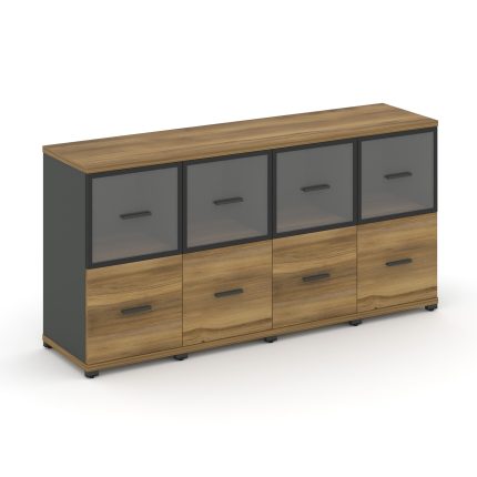 Concept Шкаф 4 узкие секции, 2 ниши CN.STU-242 RPB A Сандал Янтарный/Антрацит/Металл Антрацит/Прозра