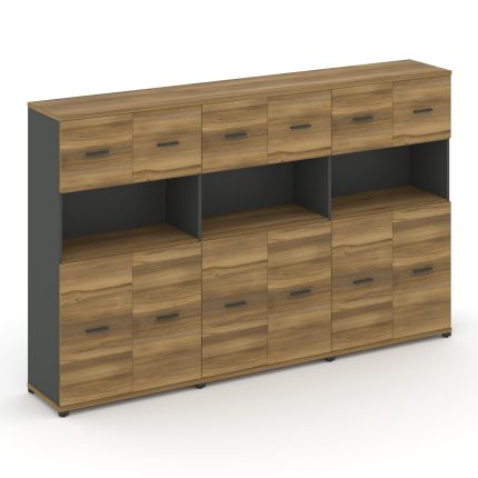 Concept Шкаф 3 широкие секции, 4 ниши CN.STS-435 A Сандал Янтарный/Антрацит/Металл Антрацит 2500*420