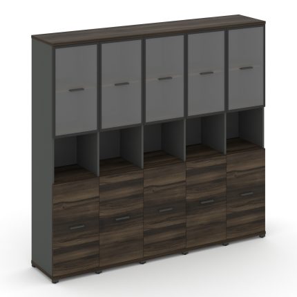 Concept Шкаф 5 узких секции, 5 ниш CN.STU-553 RPB A Дуб Мали/Антрацит/Металл Антрацит/Прозрачный 208