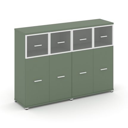 Concept Шкаф 2 широкие секции, 3 ниши CN.STS-324 RPW W Кобо/Металл Белый/Прозрачный 1668*420*1186