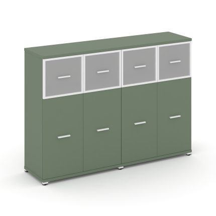 Concept Шкаф 2 широкие секции, 3 ниши CN.STS-324 RMW W Кобо/Металл Белый/Сатин 1668*420*1186