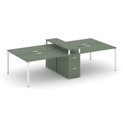 Concept Рабочая станция 4 места с 1 опорной тумбой CN.DRS-438 W Кобо/Металл Белый 2780*1480*917