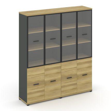 Concept Шкаф 2 широкие секции, 5 ниш CN.STS-522 RPB A Дуб Винченцо/Антрацит/Металл Антрацит/Прозрачн