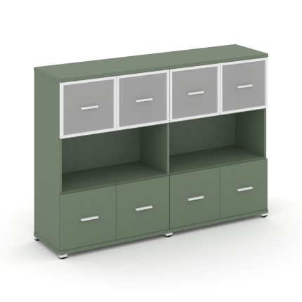 Concept Шкаф 2 широкие секции, 3 ниши CN.STS-325 RMW W Кобо/Металл Белый/Сатин 1668*420*1186