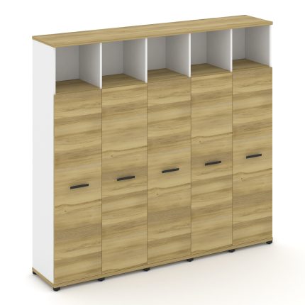 Concept Шкаф 5 узких секций, 5 ниш CN.STU-556 B Дуб Винченцо/Белый Бриллиант/Металл Черный 2084*420*