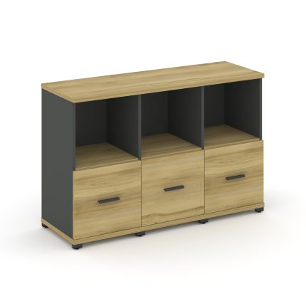 Concept Шкаф 3 узкие секции, 2 ниши CN.STU-231 A Дуб Винченцо/Антрацит/Металл Антрацит 1252*420*818