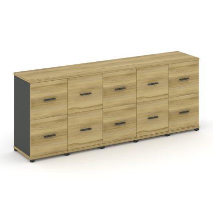 Concept Шкаф 5 узких секций, 2 ниши CN.STU-252 A Дуб Винченцо/Антрацит/Металл Антрацит 2084*420*818