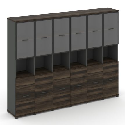 Concept Шкаф 6 узких секций, 5 ниш CN.STU-563 RPB A Дуб Мали/Антрацит/Металл Антрацит/Прозрачный 250