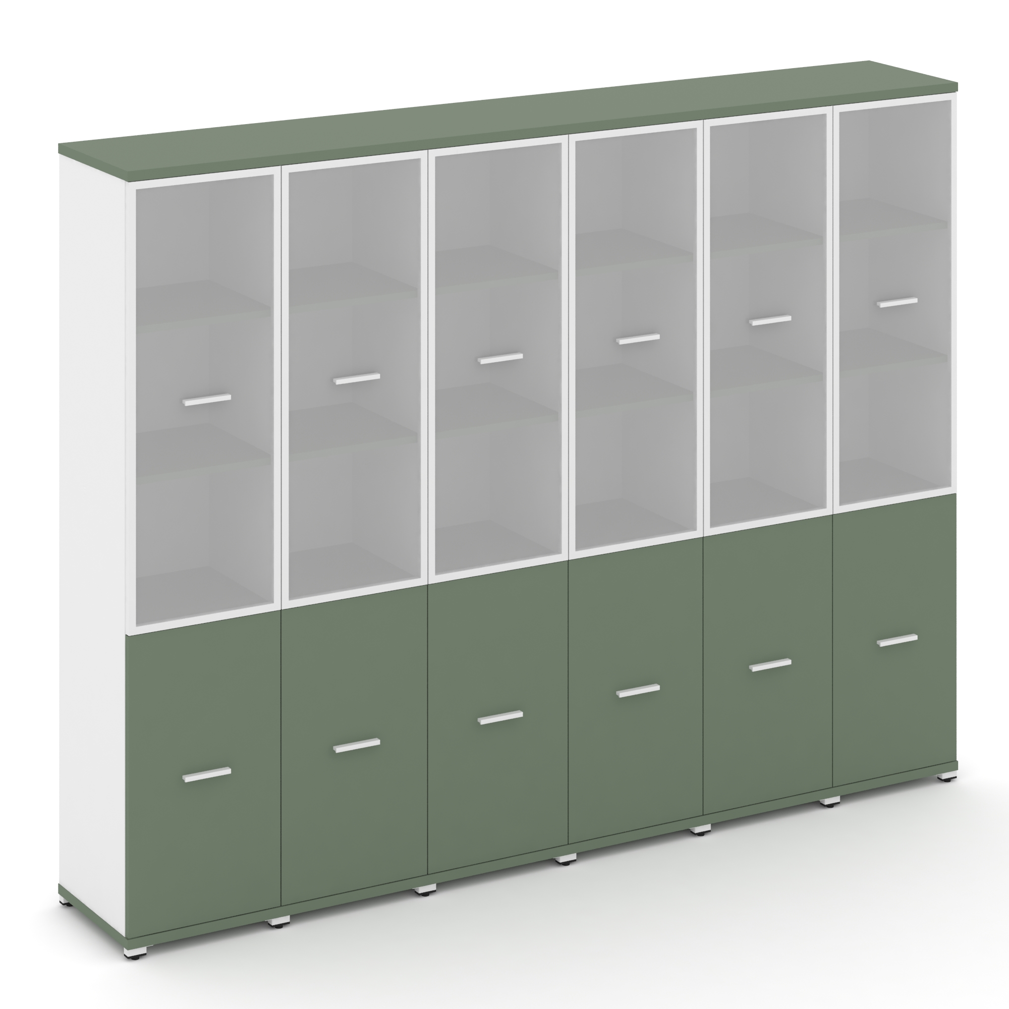 Concept Шкаф 6 узких секций, 5 ниш CN.STU-562 RMW W Кобо/Белый Бриллиант/Металл Белый/Сатин 2500*420