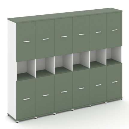 Concept Шкаф 6 узких секций, 5 ниш CN.STU-563 W Кобо/Белый Бриллиант/Металл Белый 2500*420*1922