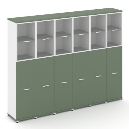 Concept Шкаф 6 узких секций, 5 ниш CN.STU-565 RPW W Кобо/Белый Бриллиант/Металл Белый/Прозрачный 250