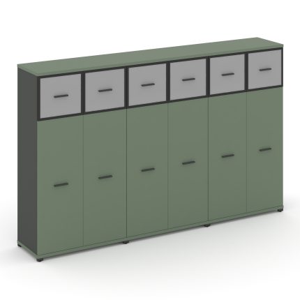 Concept Шкаф 3 широкие секции, 4 ниши CN.STS-434 RMB A Кобо/Антрацит/Металл Антрацит/Сатин 2500*420*