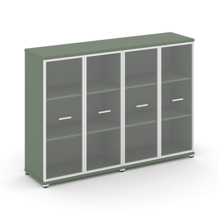 Concept Шкаф 2 широкие секции, 3 ниши CN.STS-326 RPW W Кобо/Металл Белый/Прозрачный 1668*420*1186