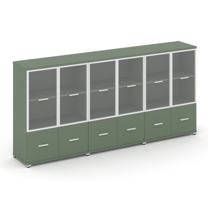 Concept Шкаф 3 широкие секции, 3 ниши CN.STS-332 RPW W Кобо/Металл Белый/Прозрачный 2500*420*1186