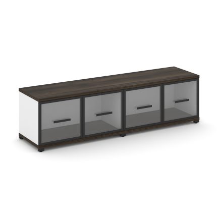 Concept Шкаф 2 широкие секции, 1 ниша CN.STS-123 RPB B Дуб Мали/Белый Бриллиант/Металл Черный/Прозра