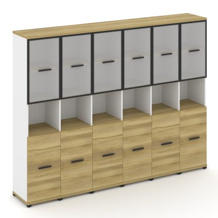 Concept Шкаф 6 узких секций, 5 ниш CN.STU-563 RMB B Дуб Винченцо/Белый Бриллиант/Металл Черный/Сатин