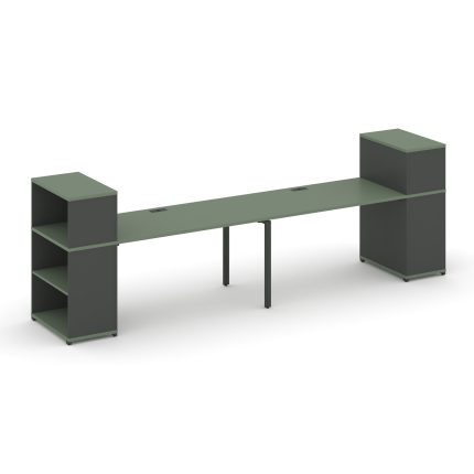 Concept Рабочая станция с опорными стеллажами с надставкой низ. CN.ORS-210 Кобо/Антрацит/Металл Антр